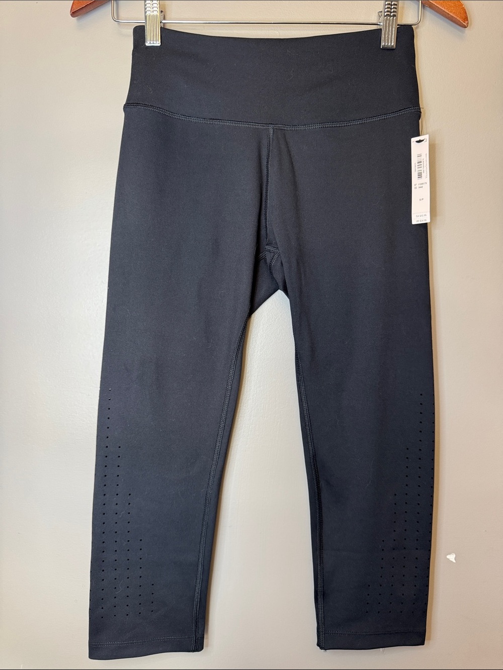 Victoria's Secret Black Performance Leggings with Perforated Lower Legs